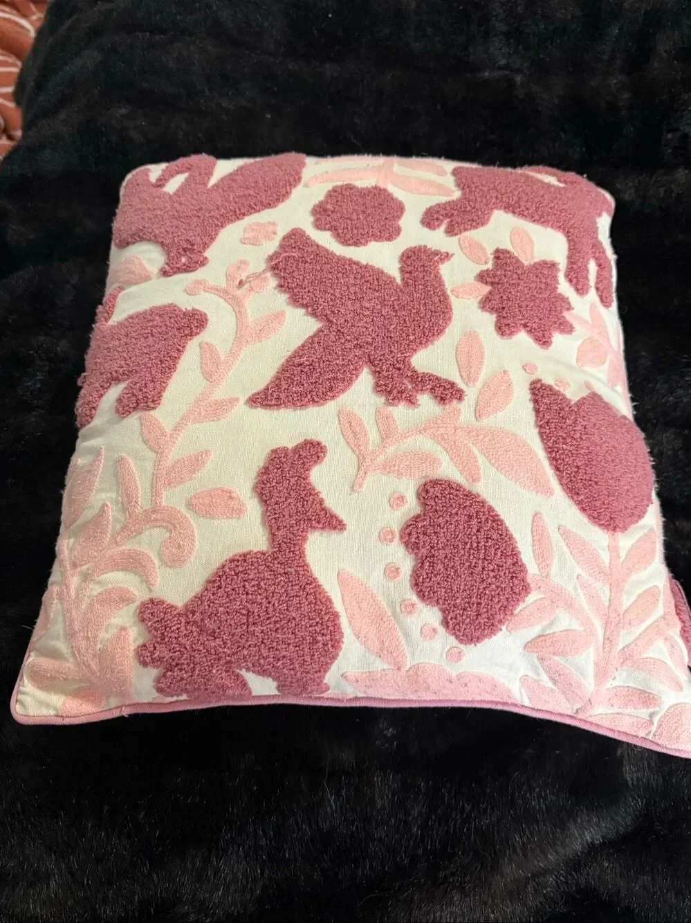 Magnolia Home Joanna Gaines chicken bunny floral throw pillow